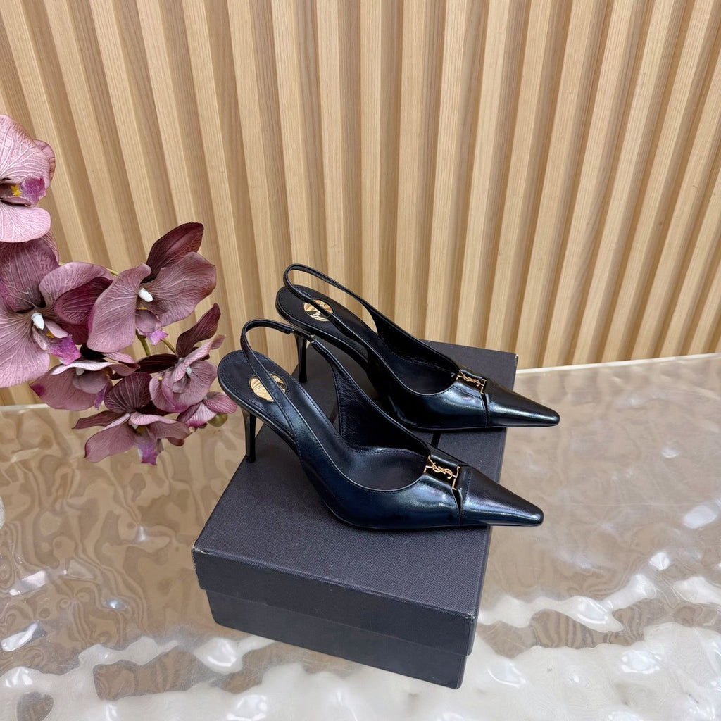 Scarpin Slingback Babylone Breteuil Black Saint Laurent.