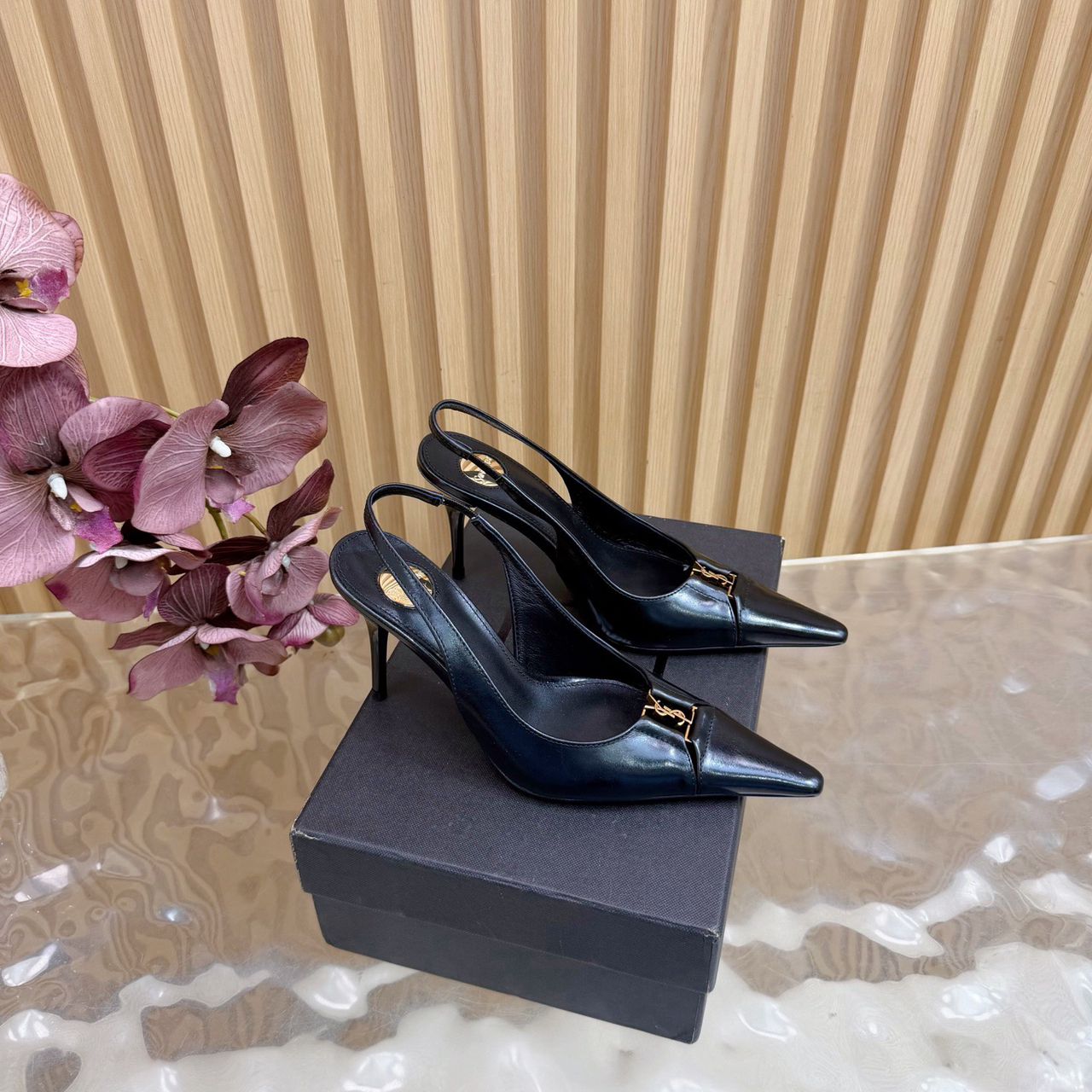 Scarpin Slingback Babylone Breteuil Black Saint Laurent