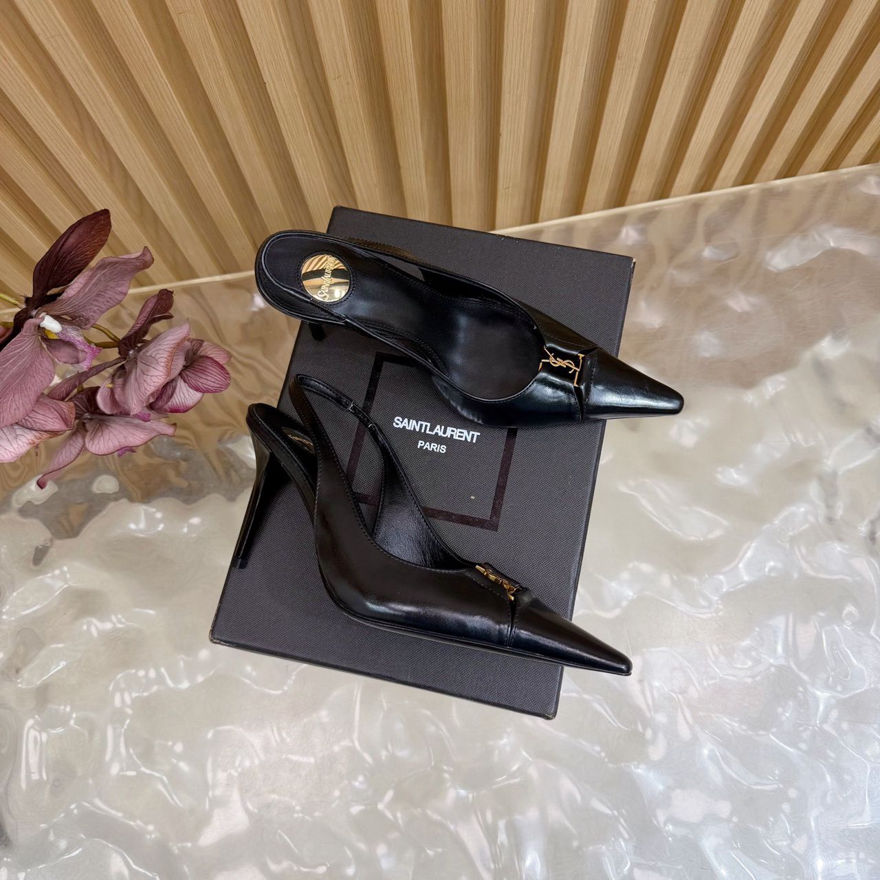 Scarpin Slingback Babylone Breteuil Black Saint Laurent