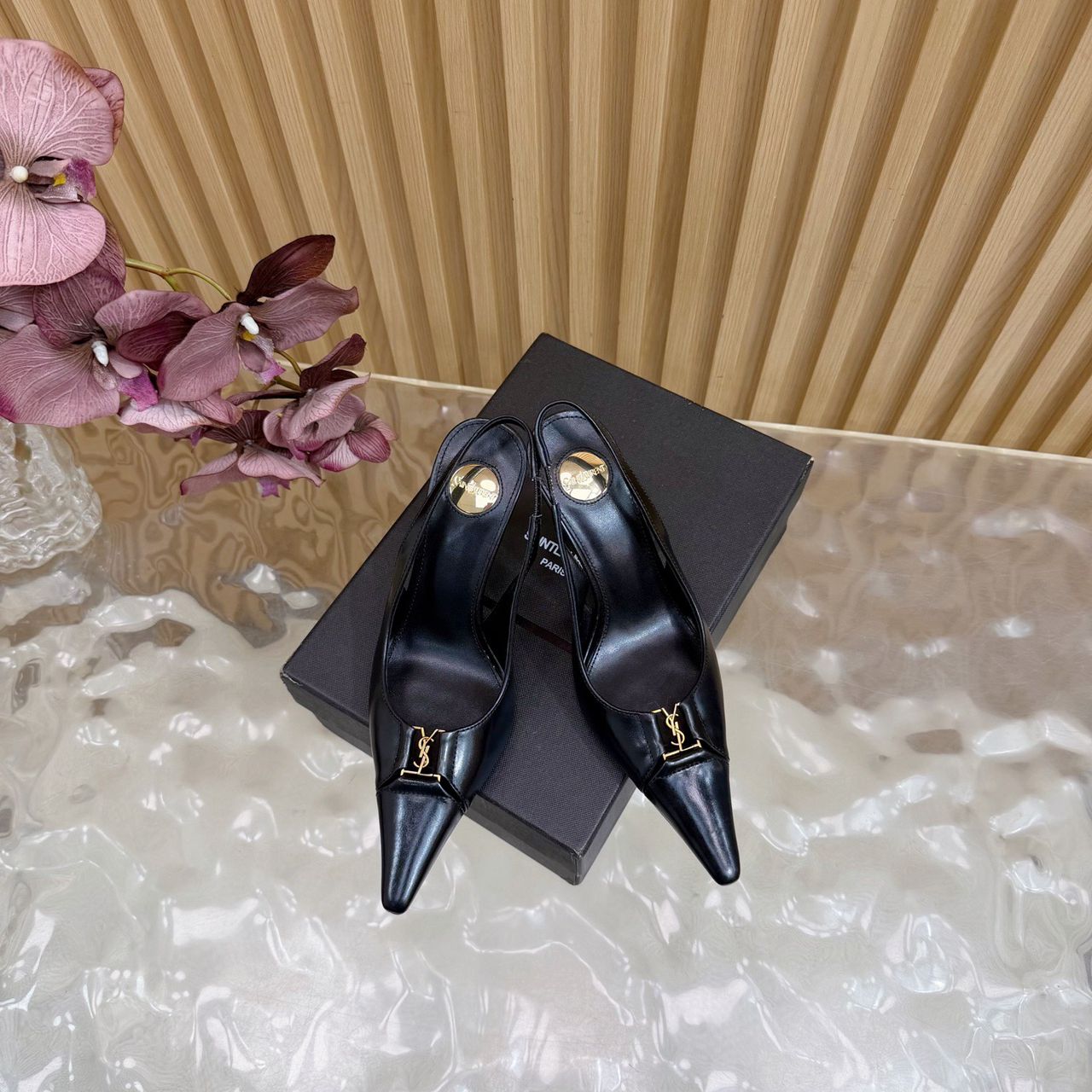 Scarpin Slingback Babylone Breteuil Black Saint Laurent