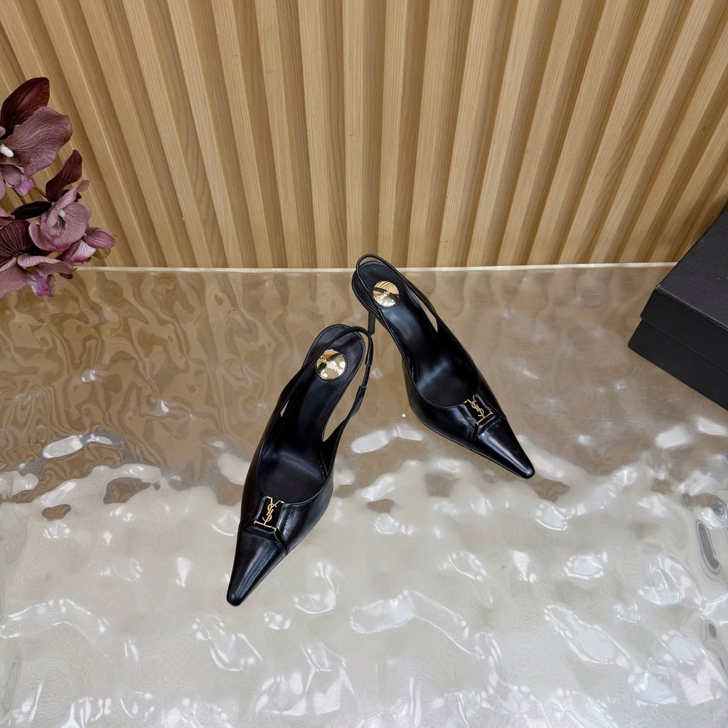 Scarpin Slingback Babylone Breteuil Black Saint Laurent.