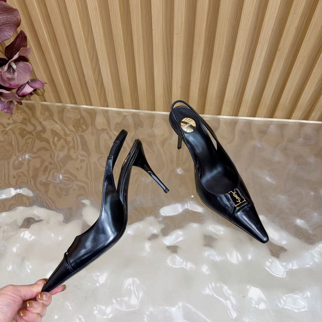 Scarpin Slingback Babylone Breteuil Black Saint Laurent.