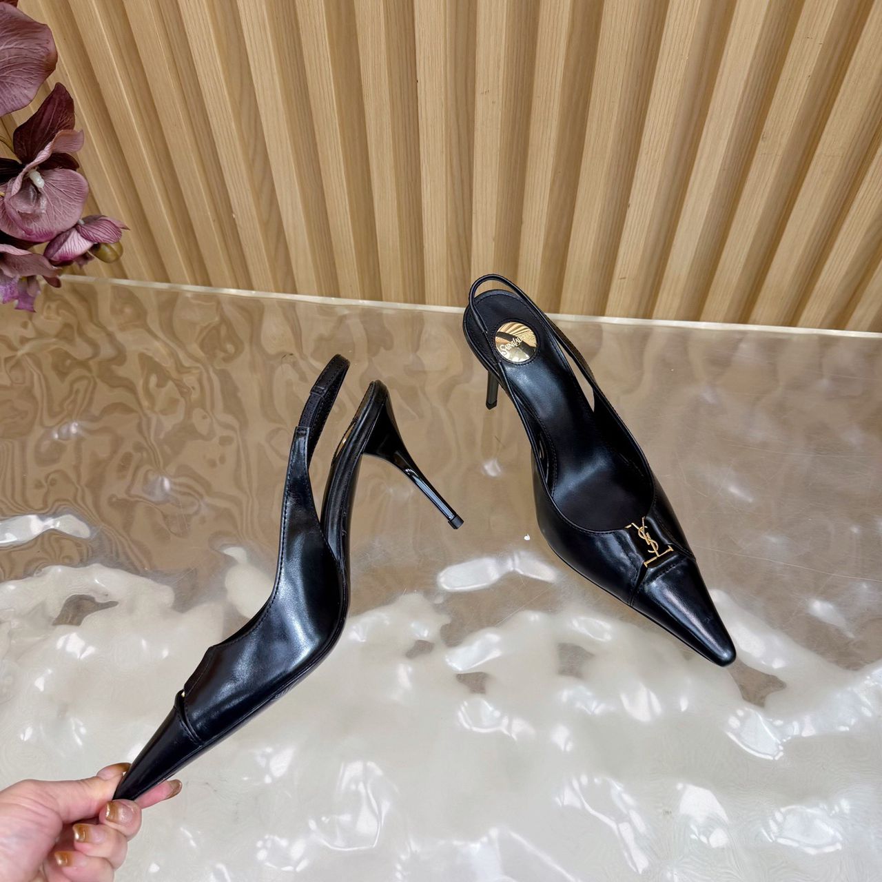 Scarpin Slingback Babylone Breteuil Black Saint Laurent