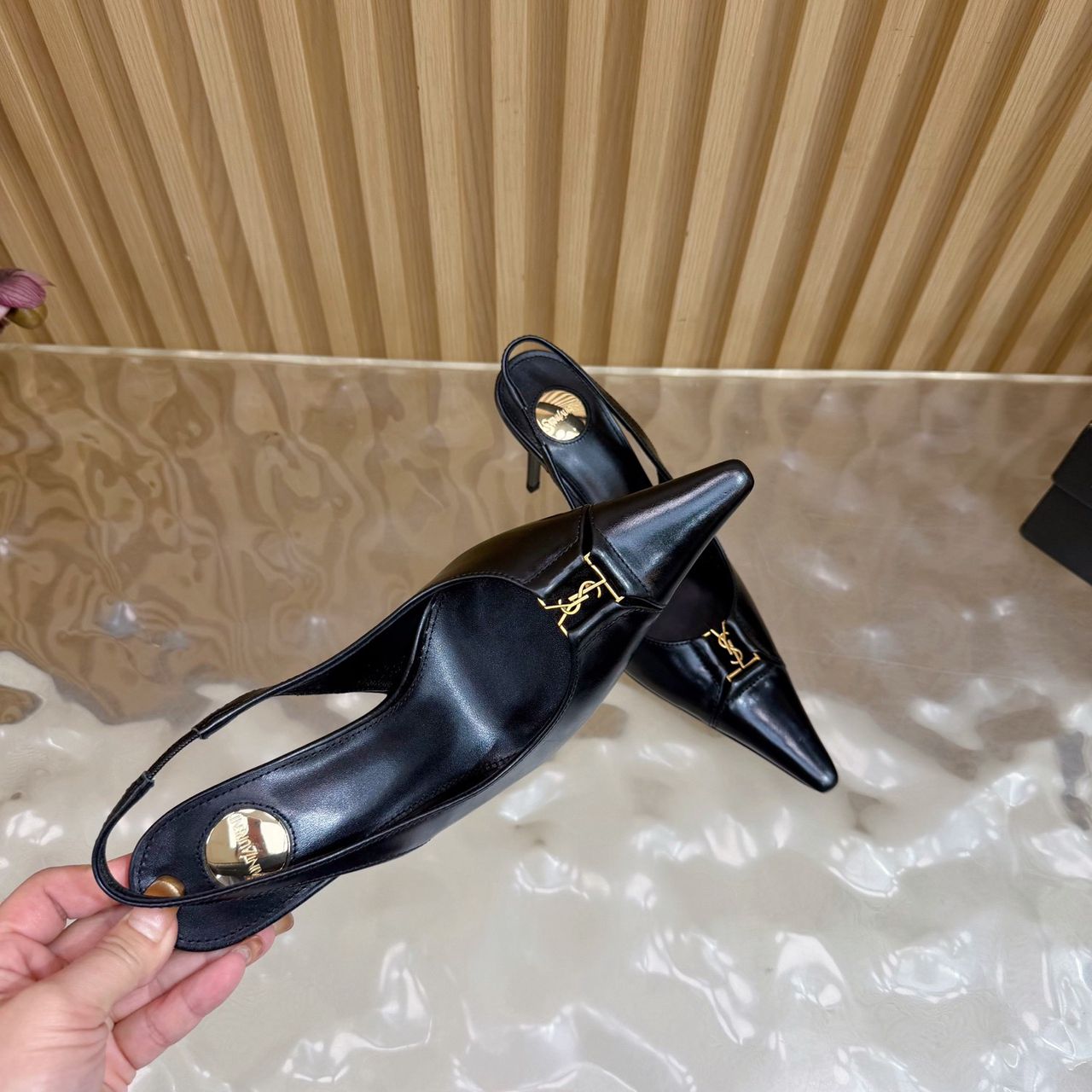 Scarpin Slingback Babylone Breteuil Black Saint Laurent