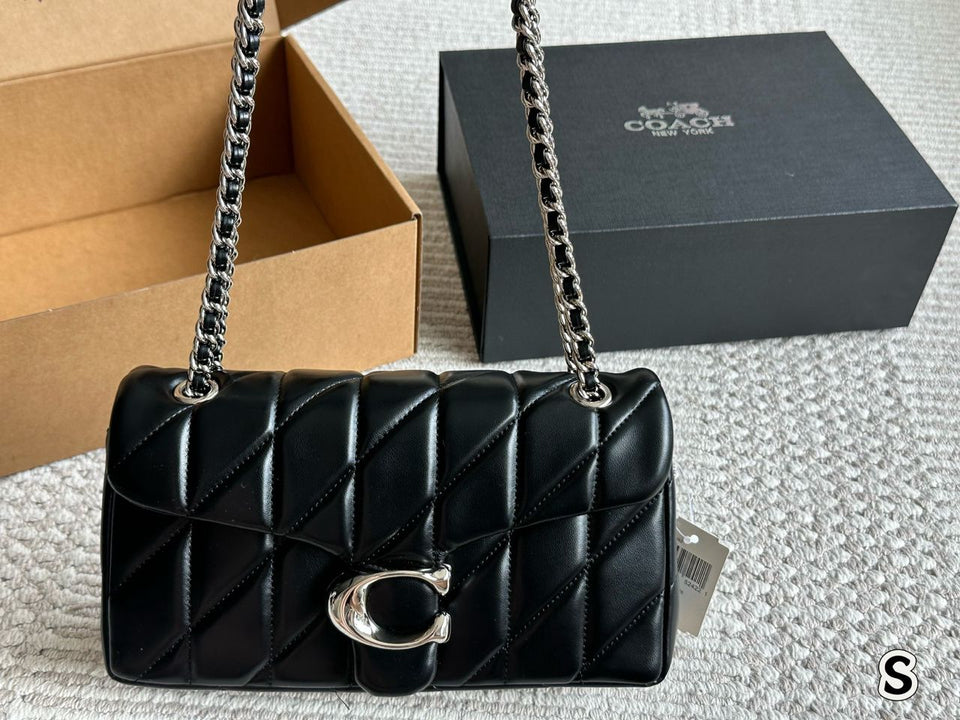 Coach Tabby 26 Matelassê  Preto Ferragens Prata