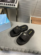 Prada Sandália flatform em crochê