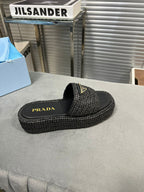 Prada Sandália flatform em crochê