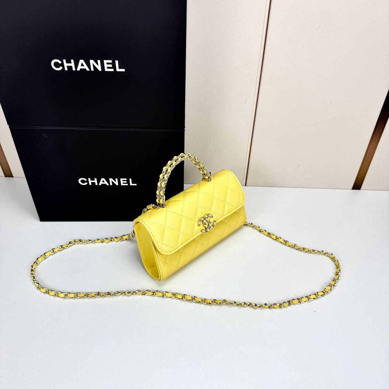 Chanel Top Handle Wallet on Chain yellow