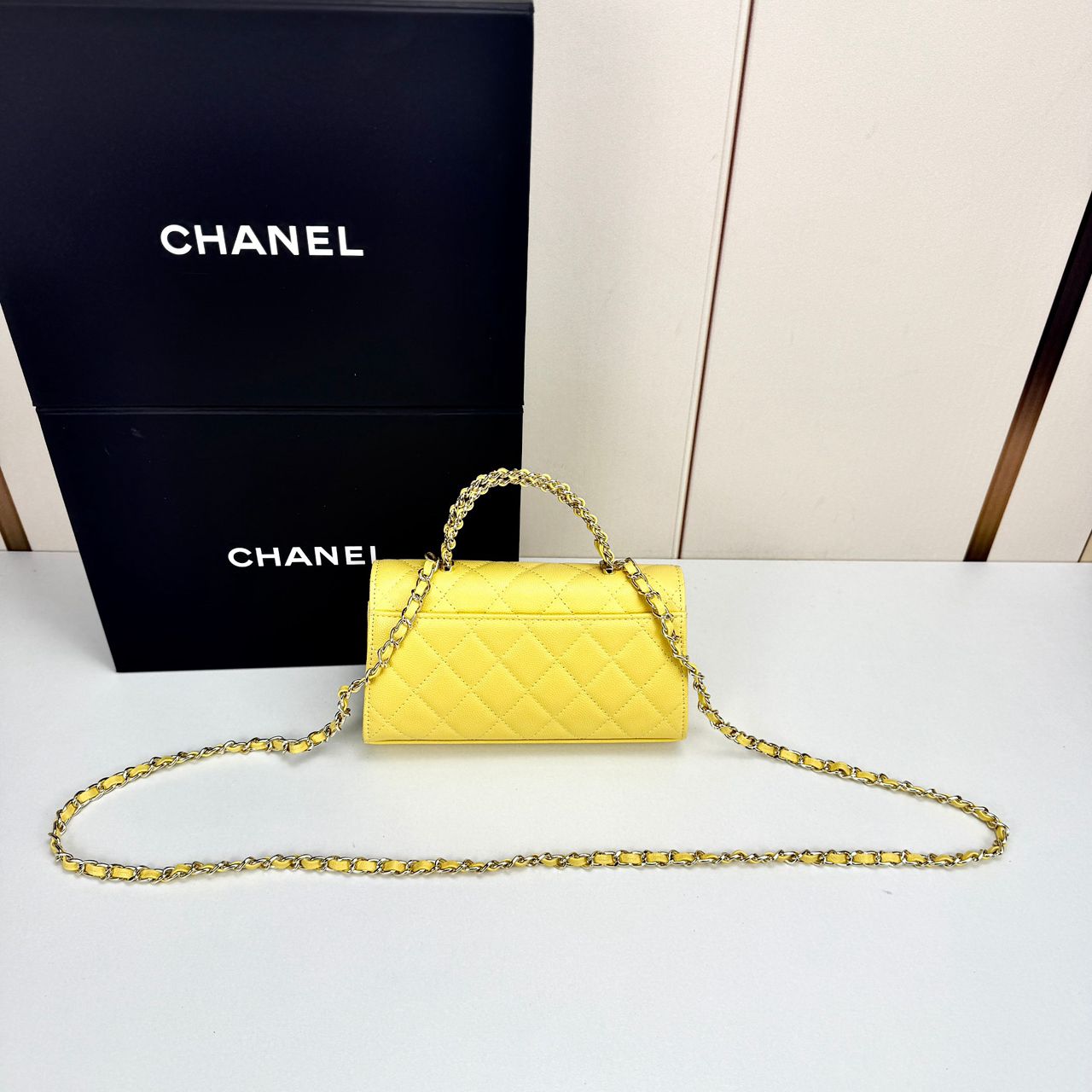 Chanel Top Handle Wallet on Chain yellow
