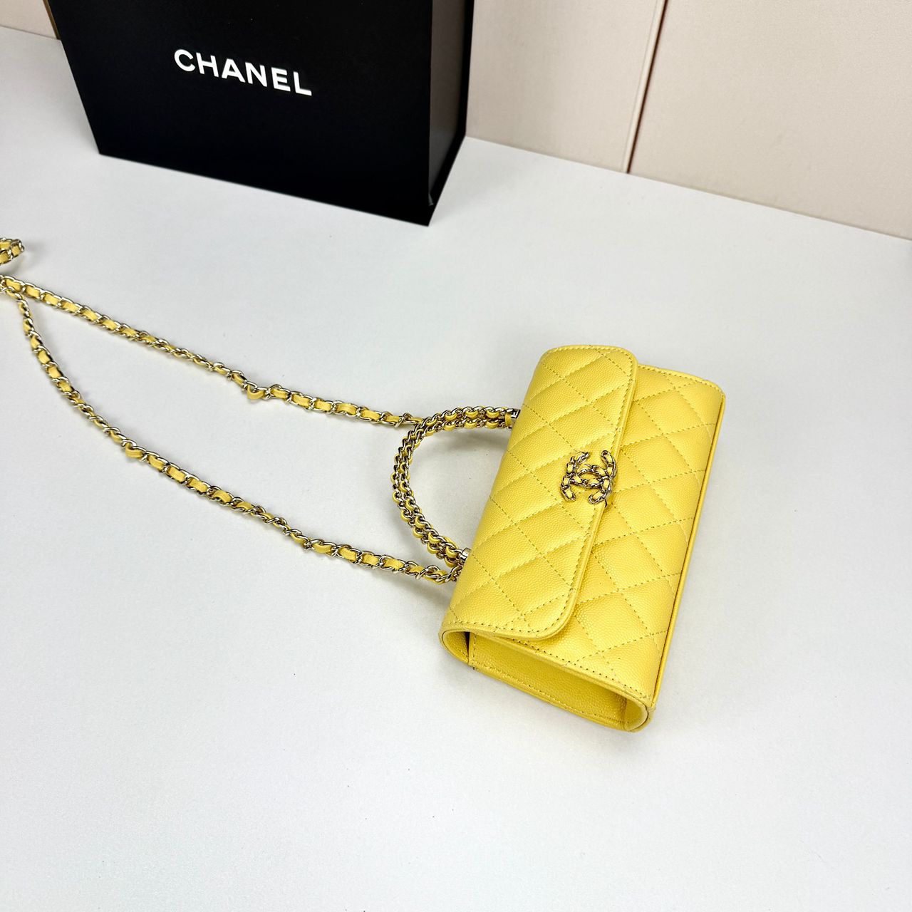 Chanel Top Handle Wallet on Chain yellow