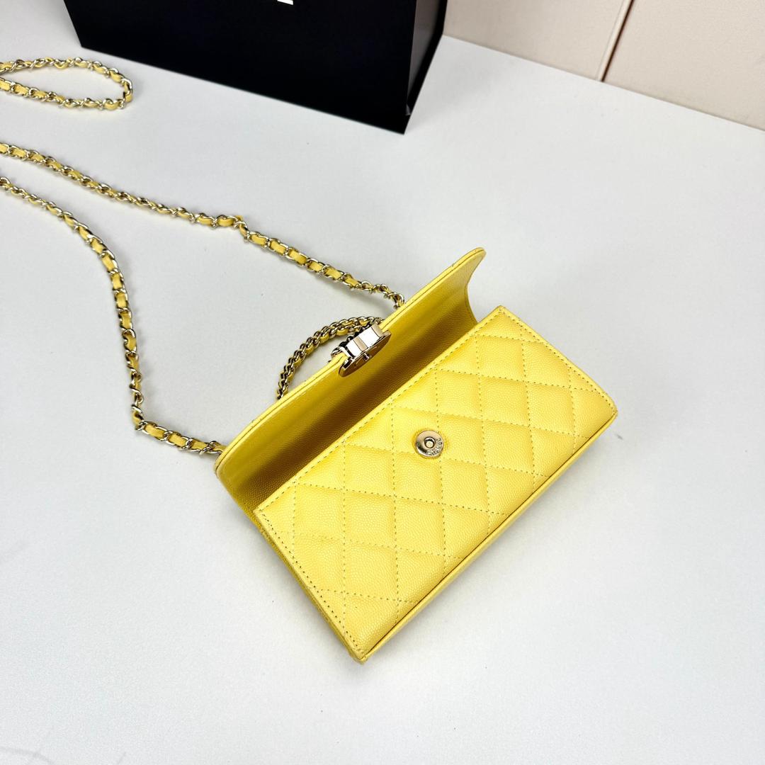Chanel Top Handle Wallet on Chain yellow