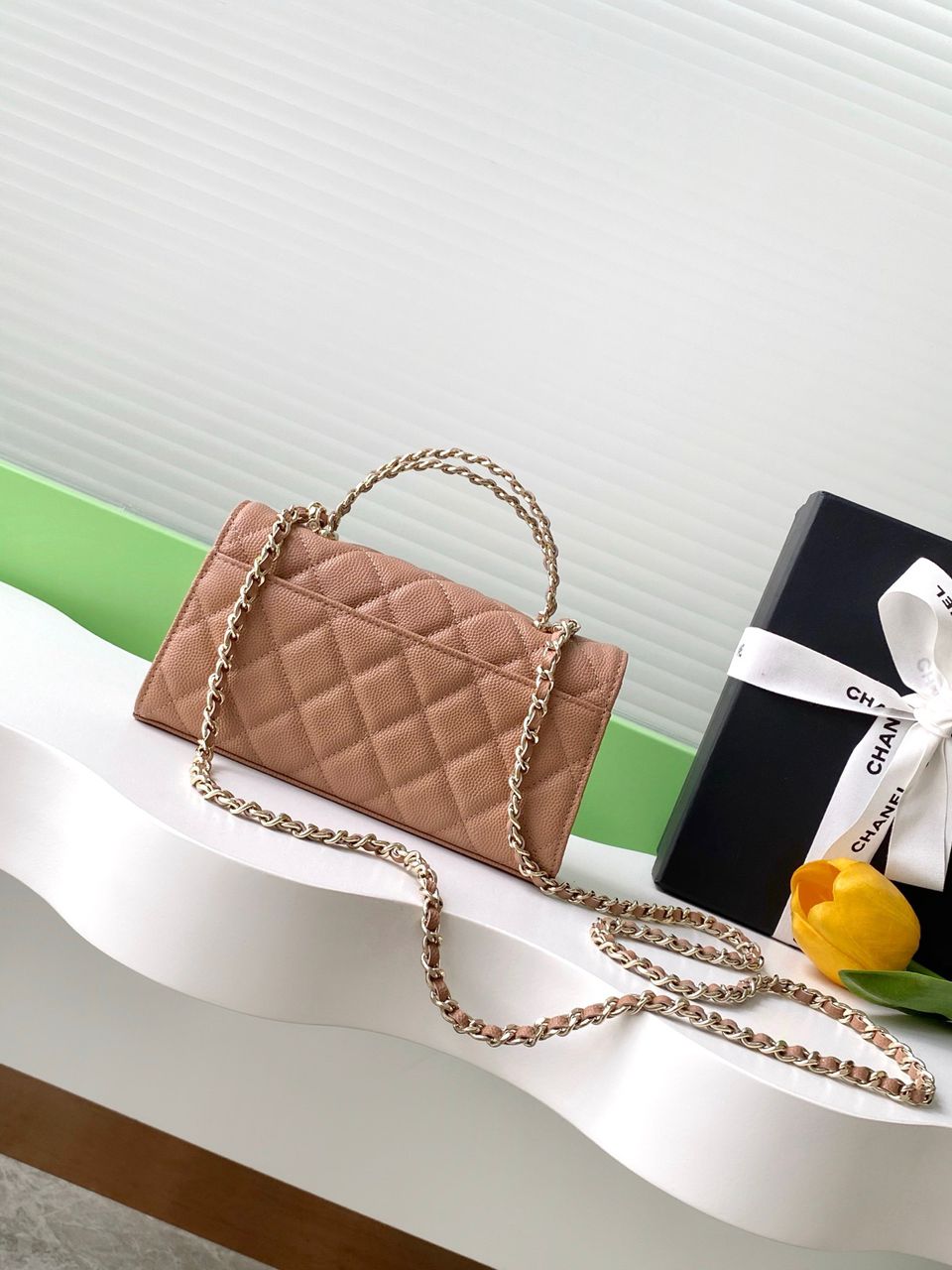 Chanel Top Handle Wallet on Chain Pink