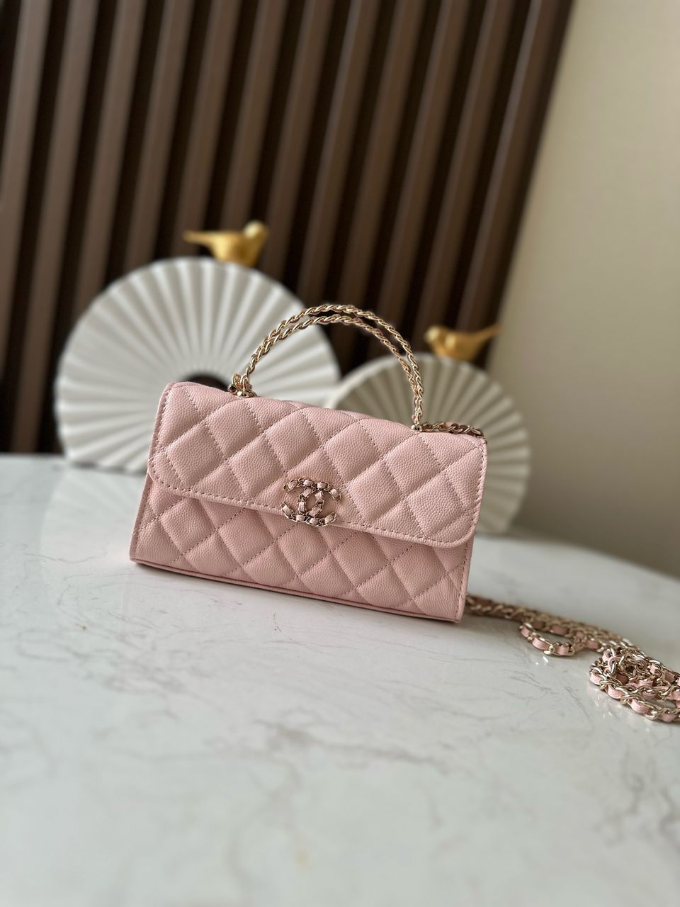 Chanel Top Handle Wallet on Chain Pink