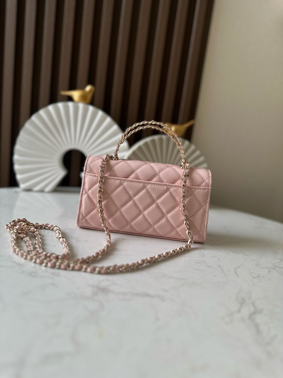 Chanel Top Handle Wallet on Chain Pink