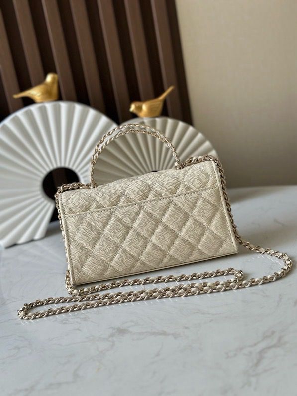 Chanel Top Handle Wallet on Chain off-white