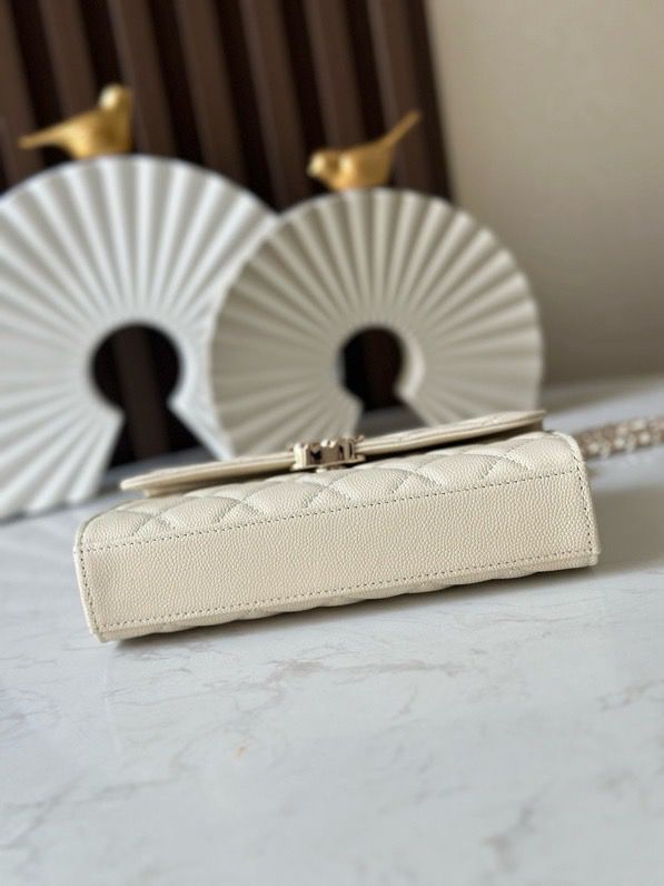 Chanel Top Handle Wallet on Chain off-white