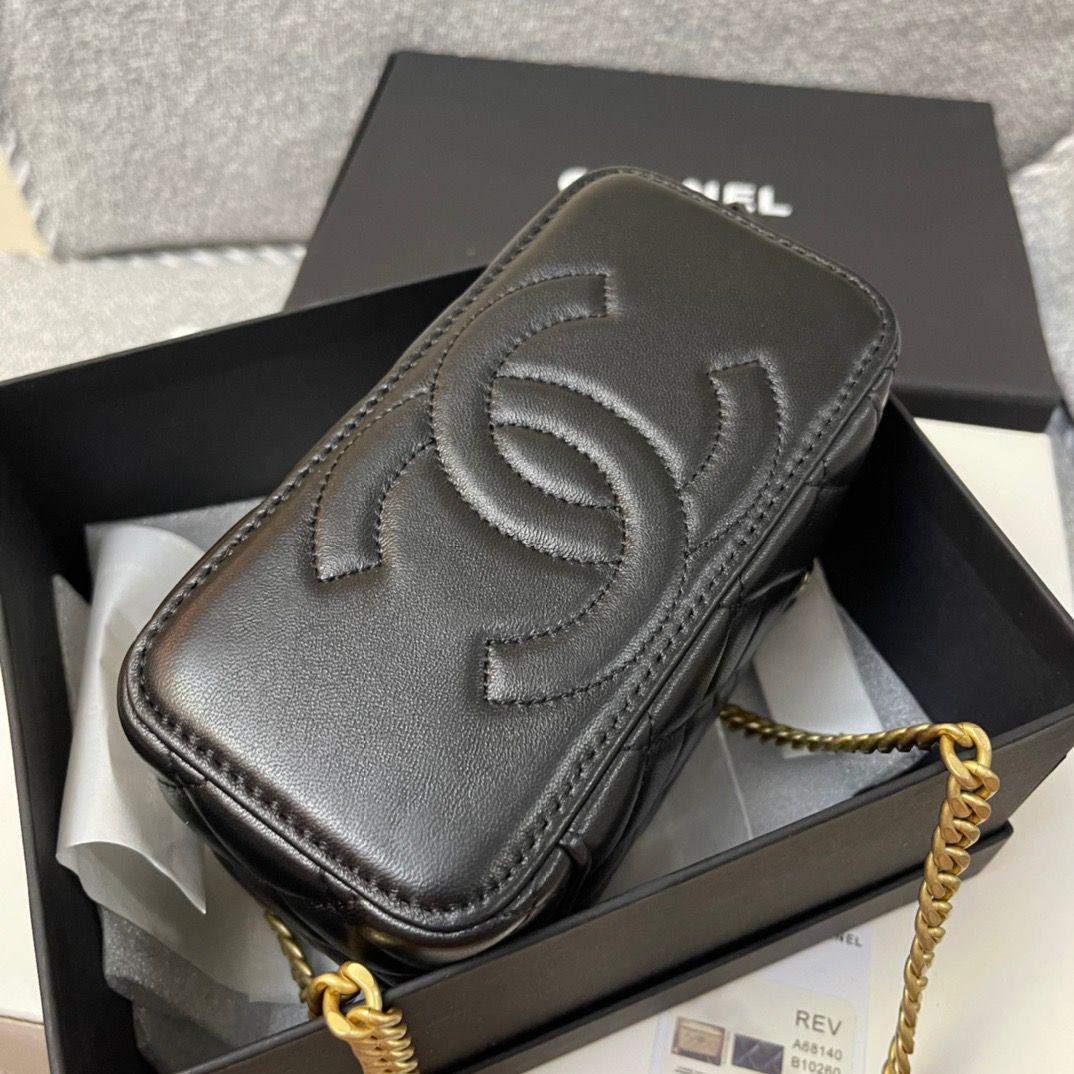 Chanel Top Handle Vanity Case black red