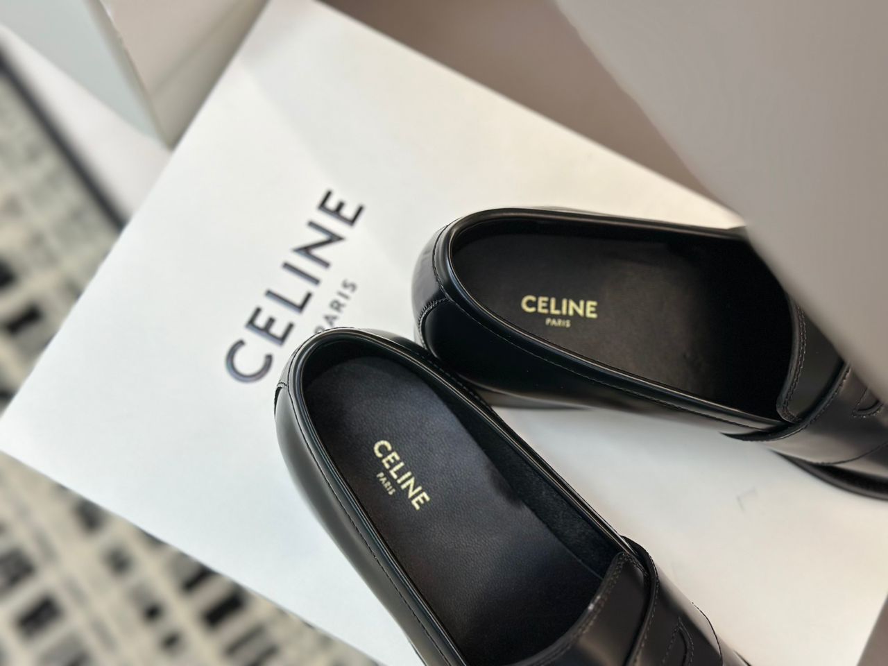 Celine Margaret Loafer with Triomphe Chain in Polished Bull