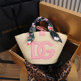 Dolce & Gabbana Kendra Small Raffia Tote Bag
