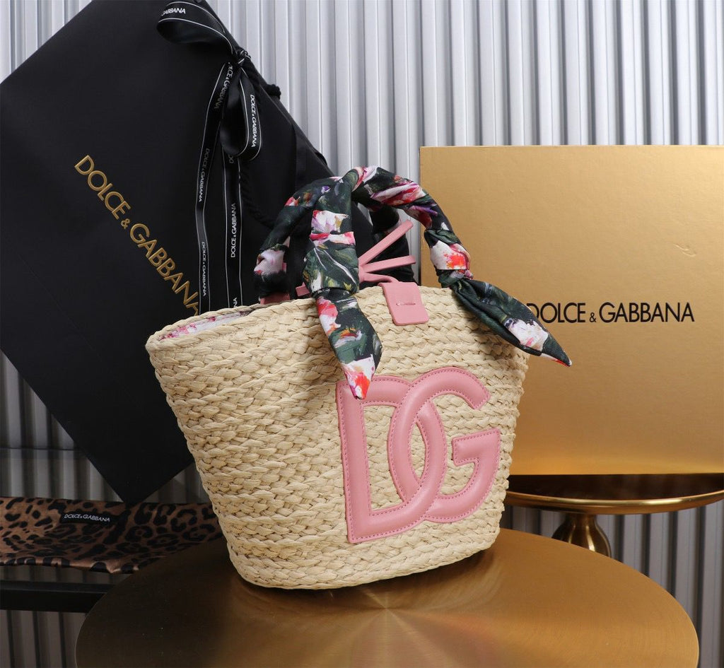 Dolce & Gabbana Kendra Small Raffia Tote Bag