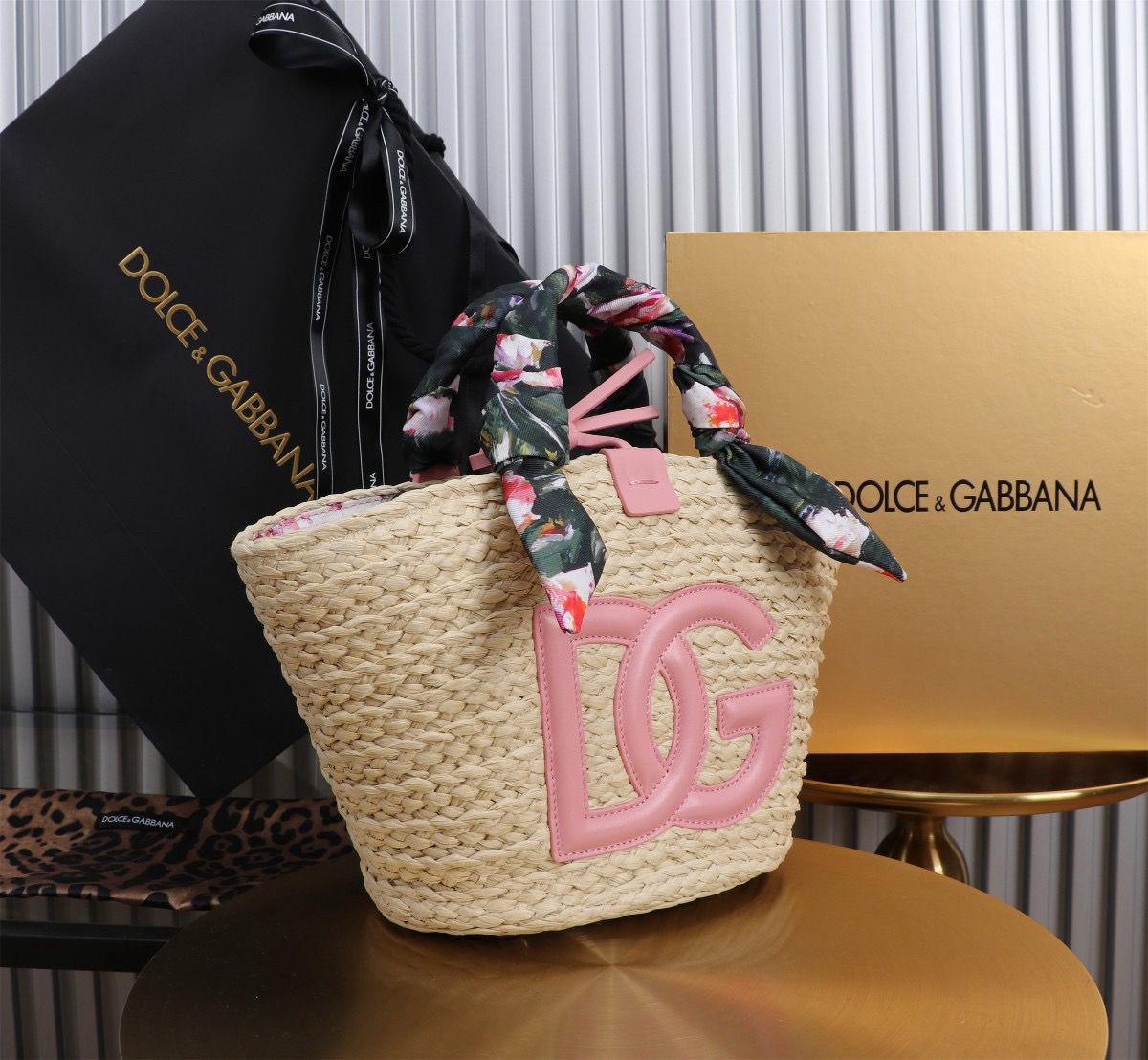 Dolce & Gabbana Kendra Small Raffia Tote Bag
