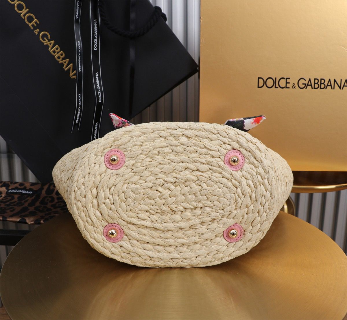 Dolce & Gabbana Kendra Small Raffia Tote Bag