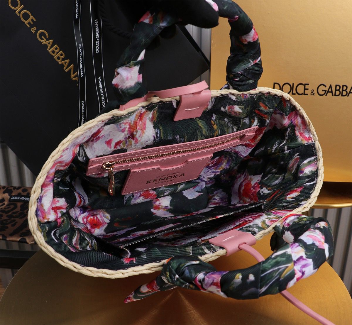 Dolce & Gabbana Kendra Small Raffia Tote Bag