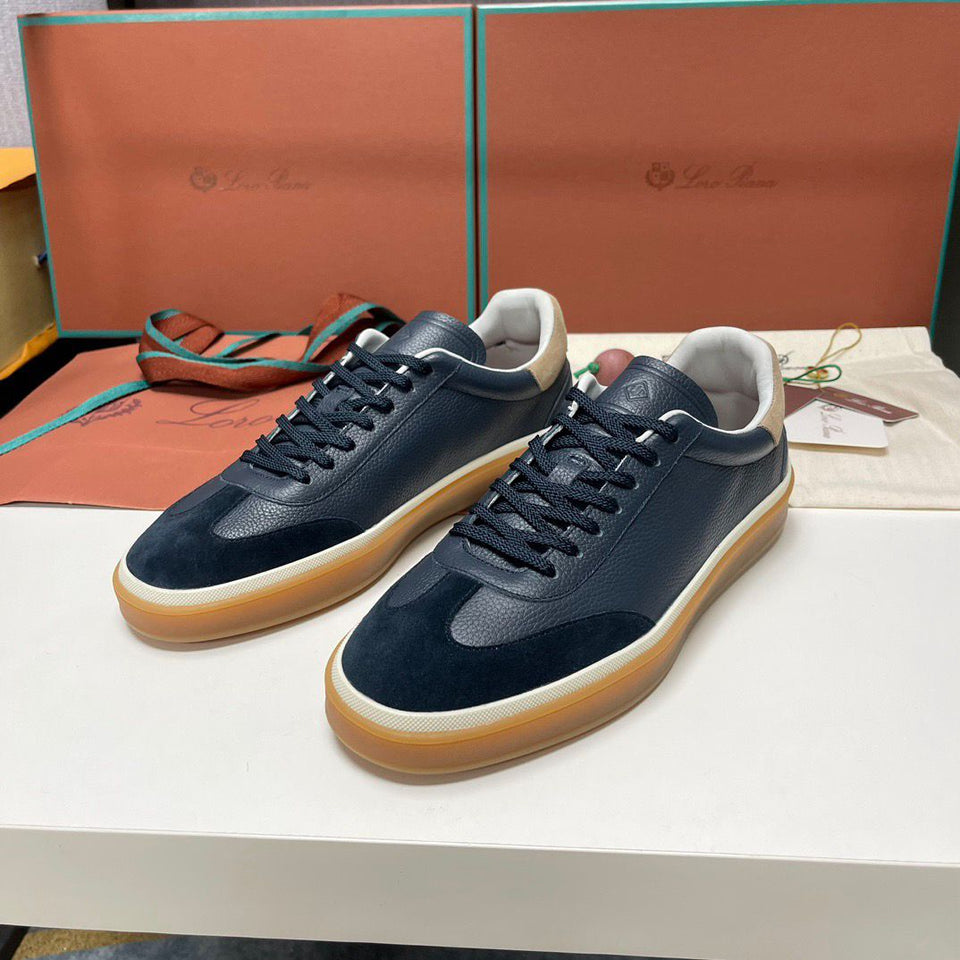 Loro Piana Tennis Walk Sneakers Black Leather