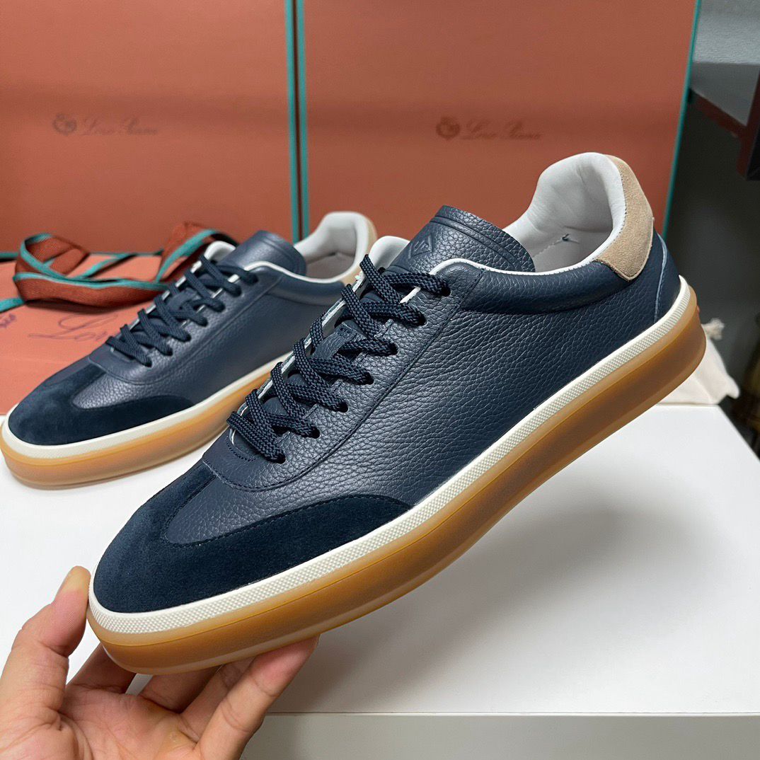 Loro Piana Tennis Walk Sneakers Black Leather