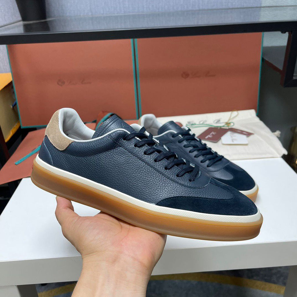 Loro Piana Tennis Walk Sneakers Black Leather