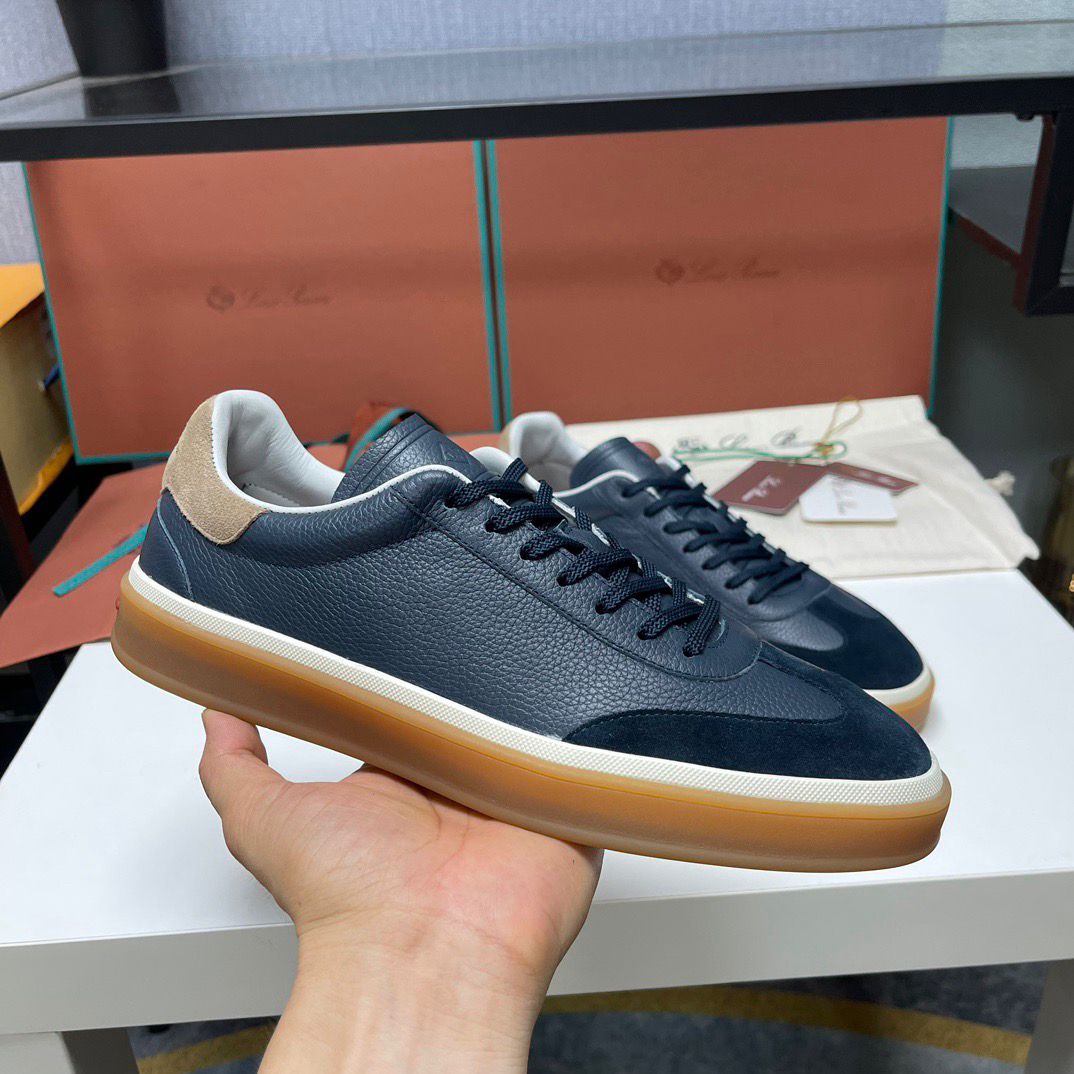 Loro Piana Tennis Walk Sneakers Black Leather