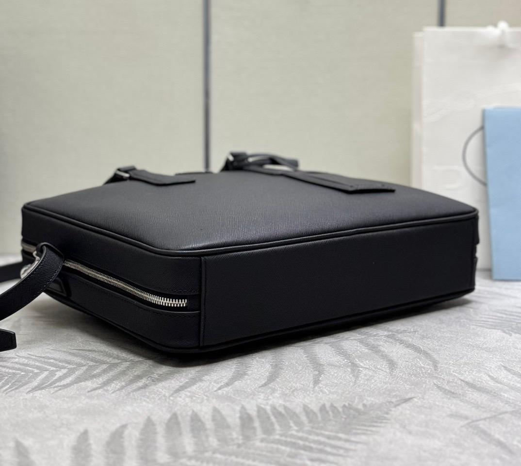 Prada Saffiano Leather Briefcase Black