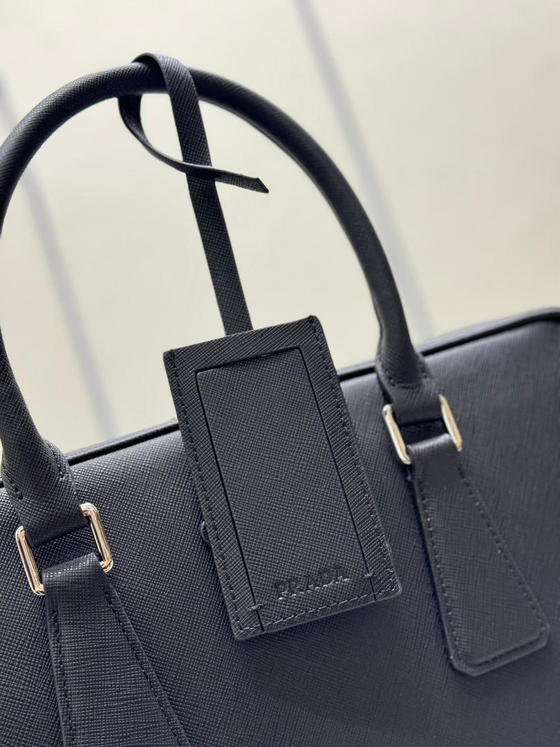 Prada Saffiano Leather Briefcase Black