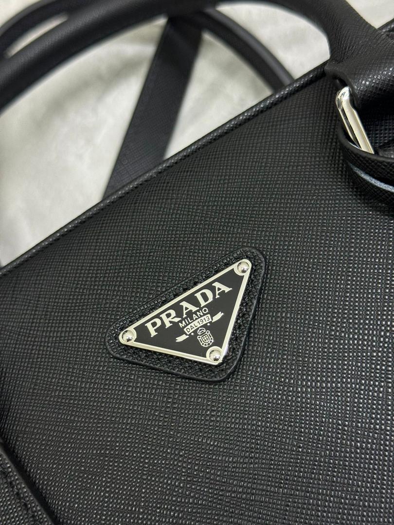 Prada Saffiano Leather Briefcase Black