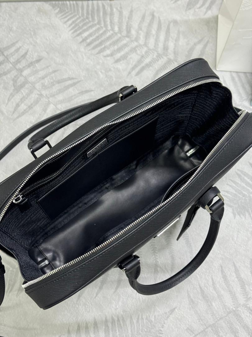 Prada Saffiano Leather Briefcase Black