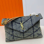 Bolsa Saint Laurent Puffer Denim Small Medium Shoulder Bag