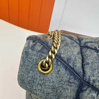 Bolsa Saint Laurent Puffer Denim Small Medium Shoulder Bag