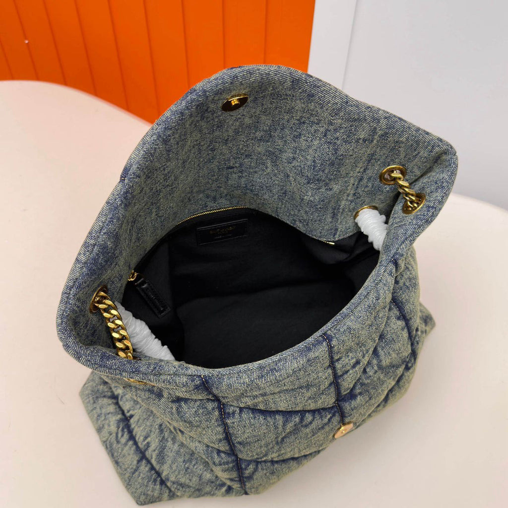 Bolsa Saint Laurent Puffer Denim Small Medium Shoulder Bag