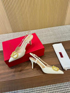 Valentino Garavani VLogo Signature Slingback Pump White Ferragens Douradas