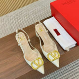 Valentino Garavani VLogo Signature Slingback Pump White Ferragens Douradas