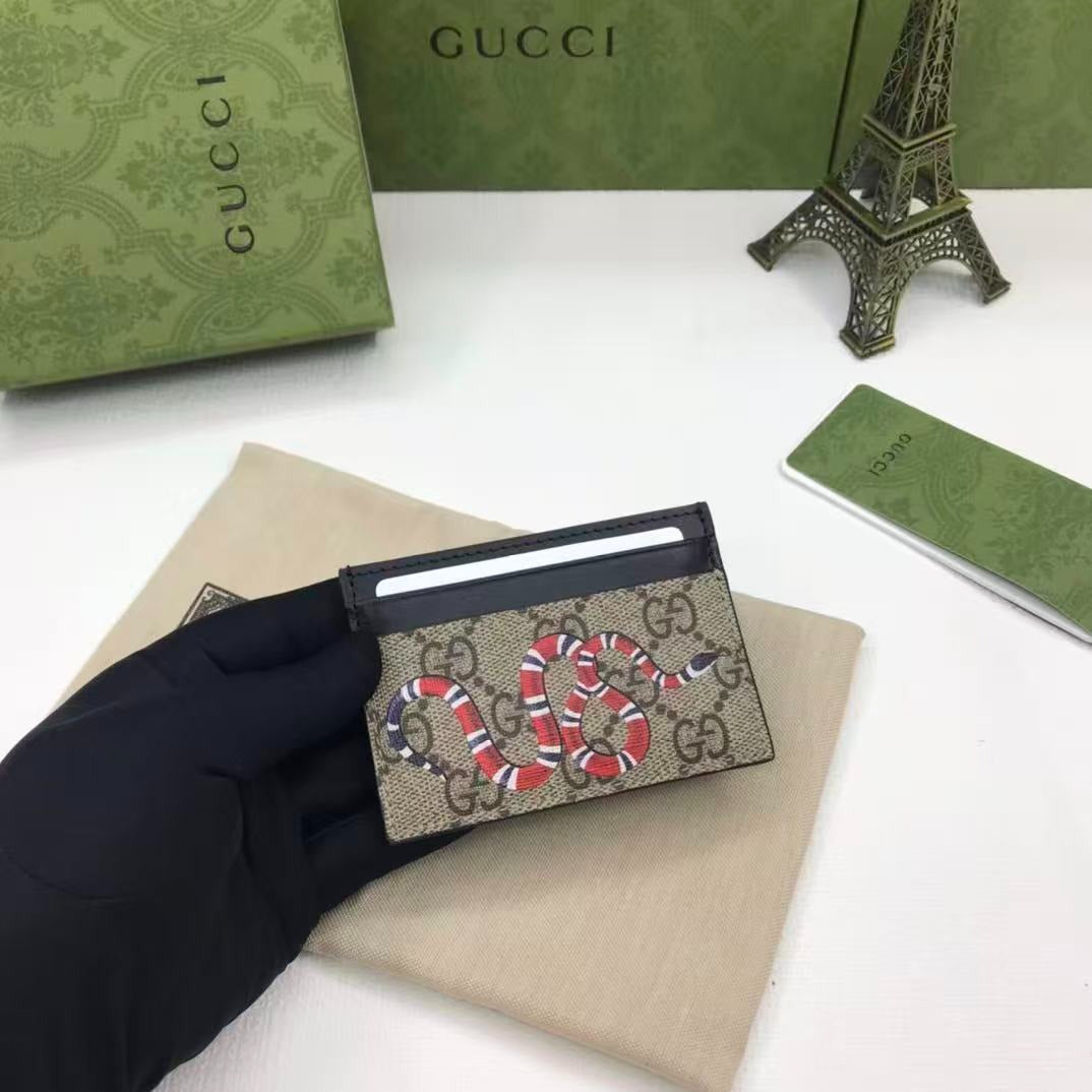 Porta Cartões Gucci Kingsnake Print GG Supreme