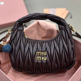 BOLSA Miu Miu Wander Matelasse Nappa Leather Hobo Bag wine purple