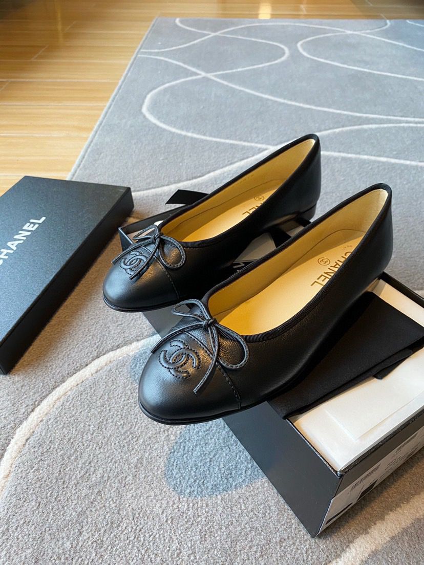 Chanel Lambskin 10mm Ballet Flats Black