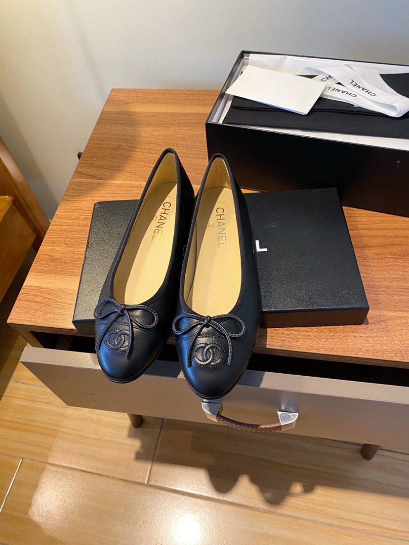 Chanel Lambskin 10mm Ballet Flats Black