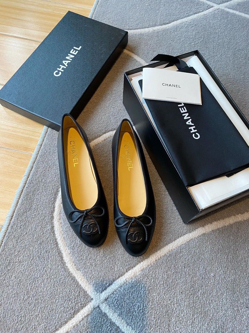 Chanel Lambskin 10mm Ballet Flats Black