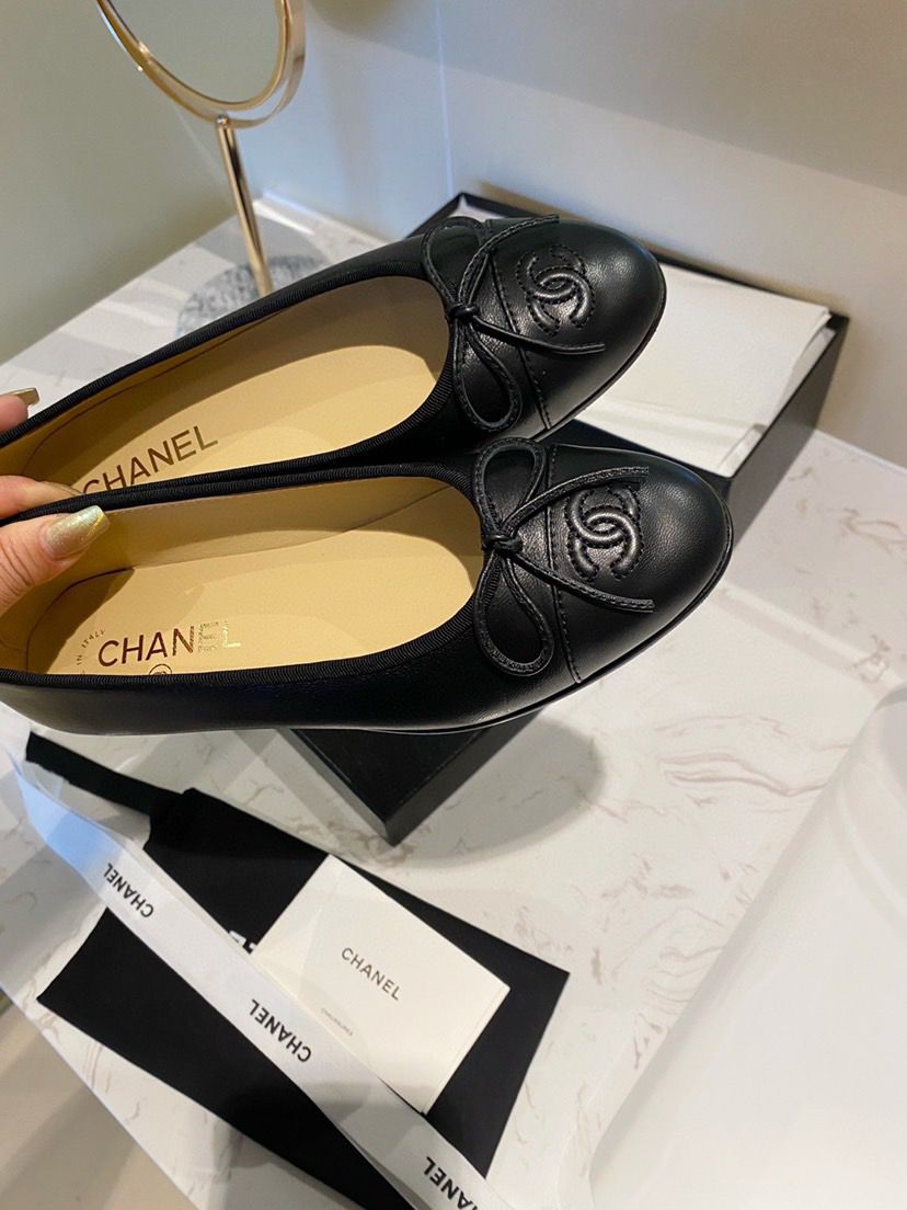 Chanel Lambskin 10mm Ballet Flats Black