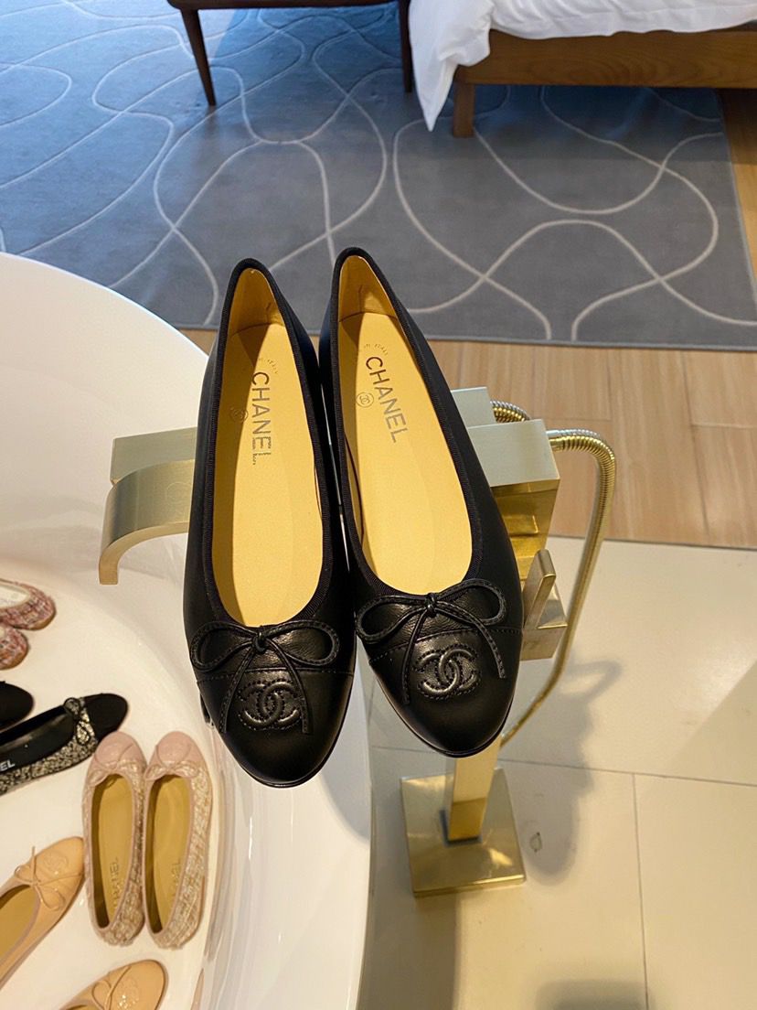 Chanel Lambskin 10mm Ballet Flats Black