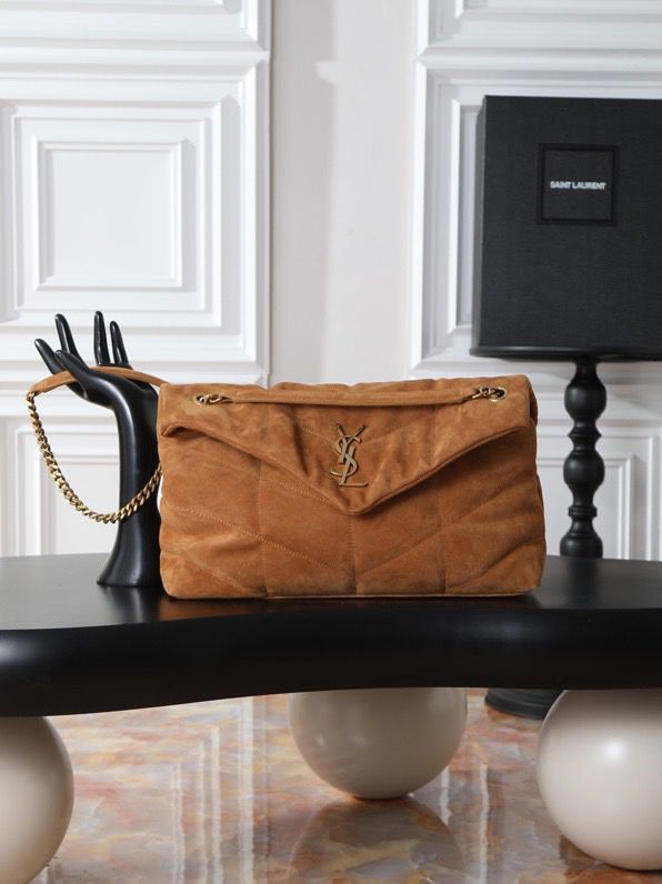 Yves Saint Laurent Medium Puffer Leather Camel .