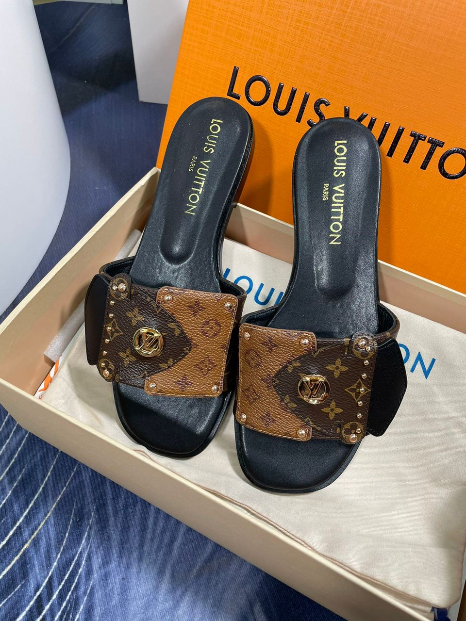 Louis Vuitton Monogram Slide Sandal Brown .