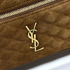 Saint Laurent Vanity Bag (Quilted Suede) .